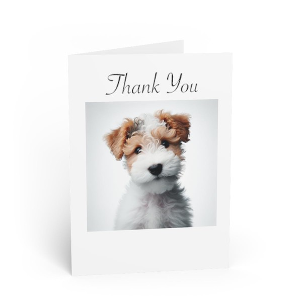 DistinctInk Greeting Card/Note Card -Wire Fox Terrier Puppy Photograph Birthday
