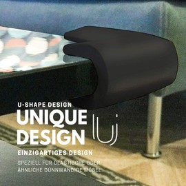 InnoBeta 2 Meters U-Shaped Edge Guards and 4 Corner Guards Soft Foam Child Safety Glass Table Furniture Corner Bumper Protector for Baby Kids (Black)