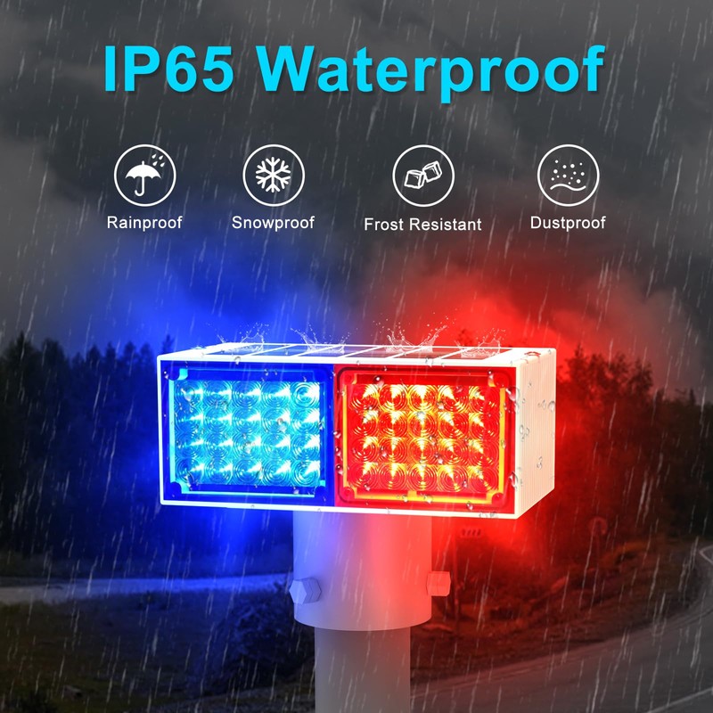 Aolyty Solar Strobe Light, Bright Red & Blue Light Flashing