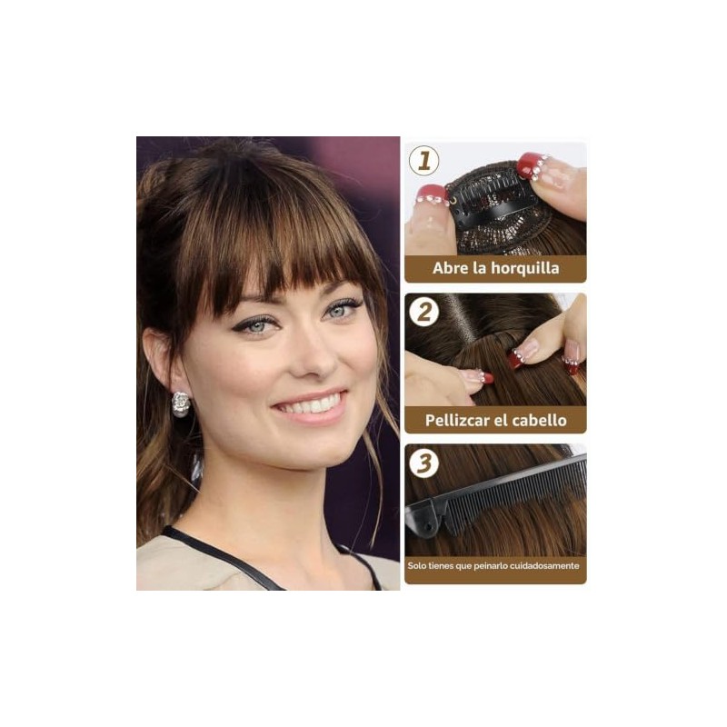 2 Piezas Extensión de Flequillo,Fleco Postizo Cabello Natural, Flequillo de
