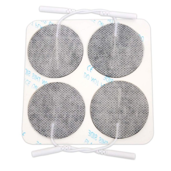 reserv 2" Round Premium Re-Usable Self Adhesive Electrode Pads for TENS/EMS Unit, Fabric Backed Pads with Premium Gel (White Cloth and Latex Free) (80 Electrodes)