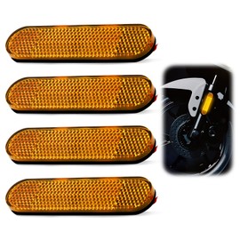 Pack of 4 Motorcycle Bicycle E4 Reflector Yellow Fork Rear Reflector Motorcycle Fork Reflector Yellow Rectangular 100 x 24 x 8 mm Cat Eye Number Plate Reflector for Bicycle Multifunctional Scooter