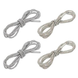 PATIKIL Rhinestone Shoe Laces, 4 Pcs Crystal Bling Glittered Shoe Laces Shoelaces Rope Hoodie String Replacement Drawstring Cords for Sneakers Sweatpants Bags Accessories, White/AB Color