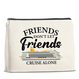 UPNEGE Cruise Makeup Bag Cruise Gifts for Bestie Best Friend Travel, Friends Don't Let Friends Cruise Alone Cosmetic Bag Zipper Makeup Pouch