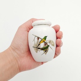 Mini Hummingbird Urns for Adult Ashes Dog Cat Ash Holders，Small Keepsake Cremation Urns for Pets,Miniature Pets Memorial Ceramic Funeral Urn, Honor Your Loved One with Handcrafted White Urn (Orchid