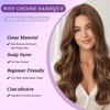 Brown Highlight Lace Front Wig 24 Inch Long Wavy Synthetic
