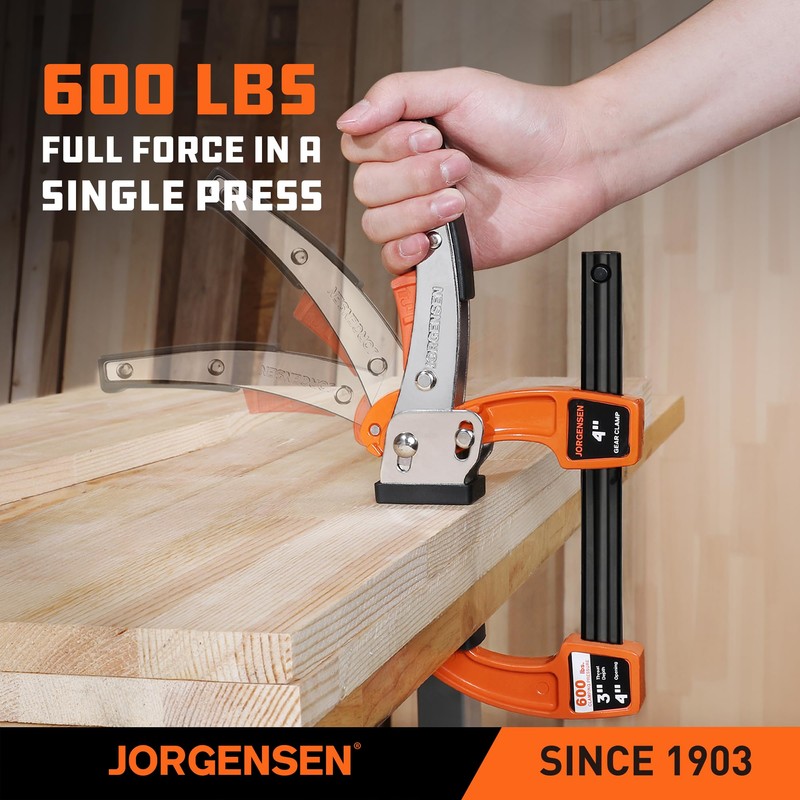Jorgensen 4-inch Bar Clamp Set, Ratcheting Bar Clamp for Woodworking,