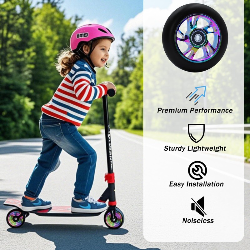 Stunt Scooter Wheels 100mm, Premium PU Scooter Accessories Replacement, Roller