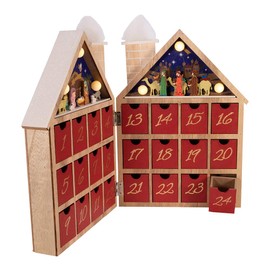 Kurt S. Adler Kurt Adler 11.81-Inch Battery-Operated Wooden LED Nativity Advent Calendar, Multi