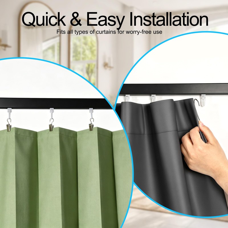 AuraCyzirine Black Adjustable Shower Curtain Rod 35-62 Inch,180° Rotatable Ends,