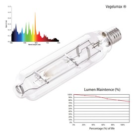 Vegelumax MH 600W Metal Halide Single Ended HID Grow Light Bulb Lamp High PAR Enhanced Blue and Violet Spectrums for Hydroponic Horticulture Vegetative Growth,CCT 6000K,55,000 Lumens,E39 Base