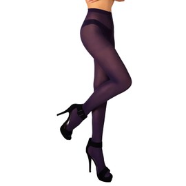 Mila Marutti Women's Dark Purple Tights Semi Opaque Stockings for Women | Semi Sheer Pantyhose Nylons - Dark Purple, M