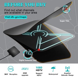 TV Antenna, Antenna TV Digital HD Indoor tv Antenna, Long 120 Miles Range, Digital HD Antenna for Smart TV Indoor, Signal Amplifier Booster HDTV Antenna, Supports 4K 1080P