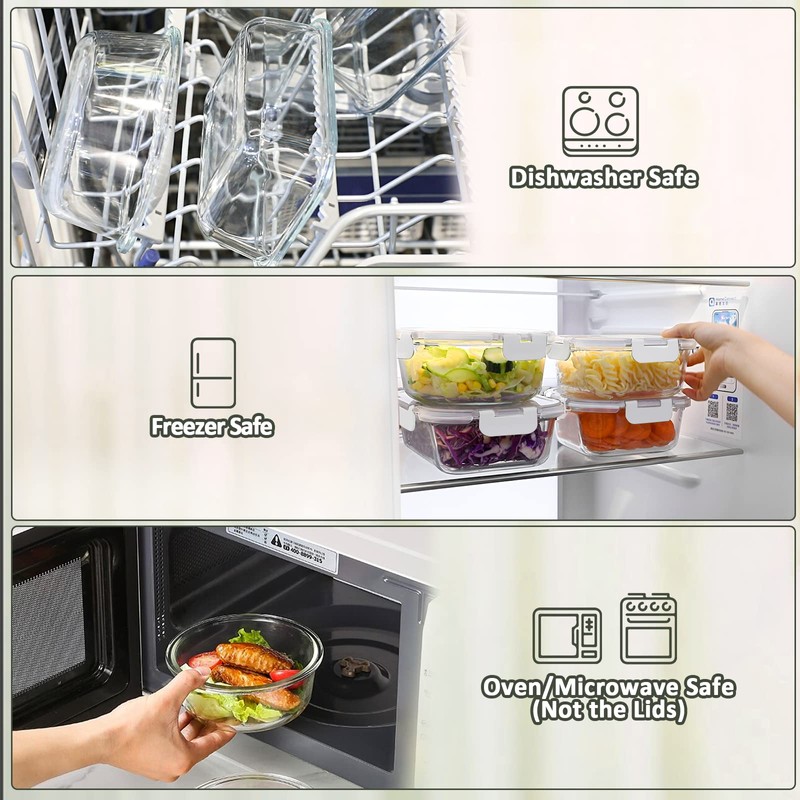 30 Pieces Glass Food Storage Containers with Upgraded Snap Locking