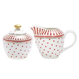 RockTrend Stripe Polka Dot Ceramic Coffee Serving Set Creamer and Sugar Bowl Set
