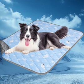 Dog Cooling Mat-Washable-Pet-Cool-Pad-for-Large Dogs-Cats-for Indoor or Outdoor,Foldable Self Cooling Mat Pet Cool Blanket Durable Non-Toxic Summer Pet Bed, Q-MAX>0.5 Ice Cool Fabric-Large90 x 60cm
