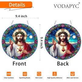 VODAPYC Jesus Diamond Art Hanging Kits for Adults, DIY Double Sided Acrylic Special Shaped Christian Diamonds Painting Windows Pendant Ornament(Jesus-01)