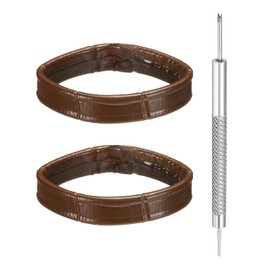 sourcing map 2pcs Leather Watch Band Loops 24mm Replacement Watch Band Keeper Watch Strap Holder Retainer Wristwatch Strap Fastener Rings, Dark Brown