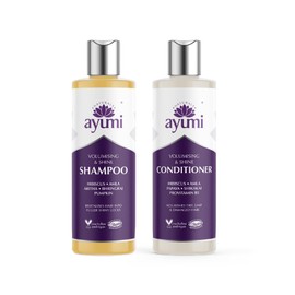 Ayumi Hair Volume & Shine Duo | DHT Blocker Shampoo with Amla | Sulphate Free Conditioner | Hydrating Shampoo with Papaya| Anti Frizz Conditioner with Pumpkin| Shampoo and Conditioner Sets |2 x 250 ml