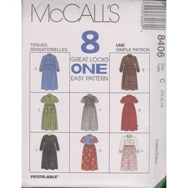 Mccall's 8406 Sewing Pattern 8 Great Looks in One Misses Dresses Size C 10,12,14