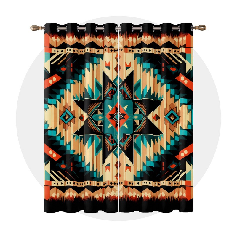 Aztec Curtains 63 Inch Length - Southwestern Native American Patterned