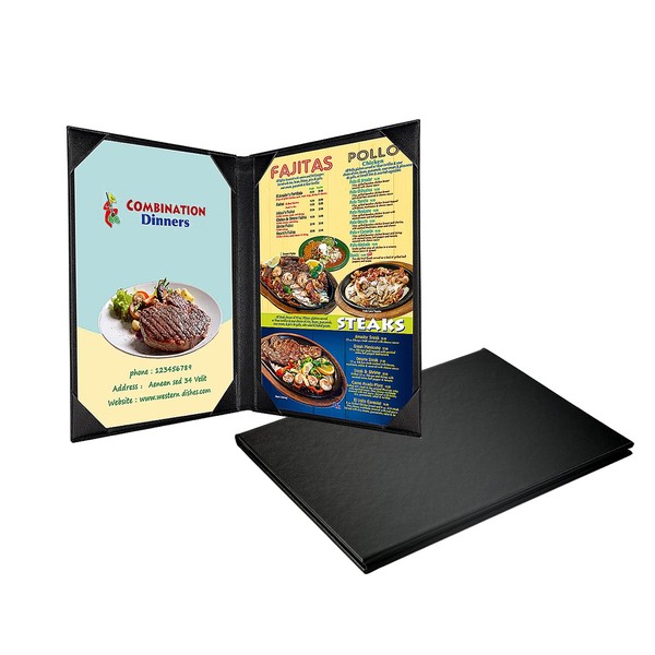 Restaurant Menu Covers Holders for 8.5 X 11 Inches, Double