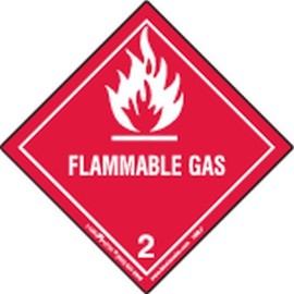 Labelmaster HMSL70S Flammable Gas Worded Label, PVC-Free Film, Hazmat, 4" x 4" (Pack of 25)