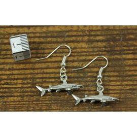 Miniblings Shark Earrings Shark Earrings Sharks White Shark Teeth Jaws Predator Silver - Handmade Fashion Jewellery I Earrings Silver Plated, Metal