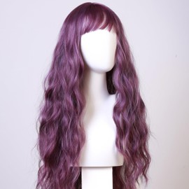 Purple Wig for Women Purple Wavy Curly Wig, Ideal for Performances, Parties, Gatherings and Dress up, Heat resistant Hair Strands 31 Inches