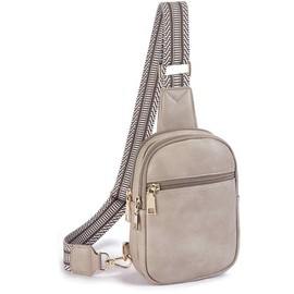 Telena Small Sling Bag for Women Vegan Leather Fashionable Fanny Pack Crossbody Bags for Women Chest Bag for Travel Sling Purse - Color: Cloud Grey