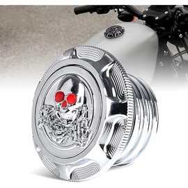 Aluminum Fuel Gas Tank Cover Fuel Tank Gas Cap Compatible with Harley Sportster XL 1200 883 X48 Road King Softail Dyna Touring Right-hand Thread,Non Vented (Chrome A)