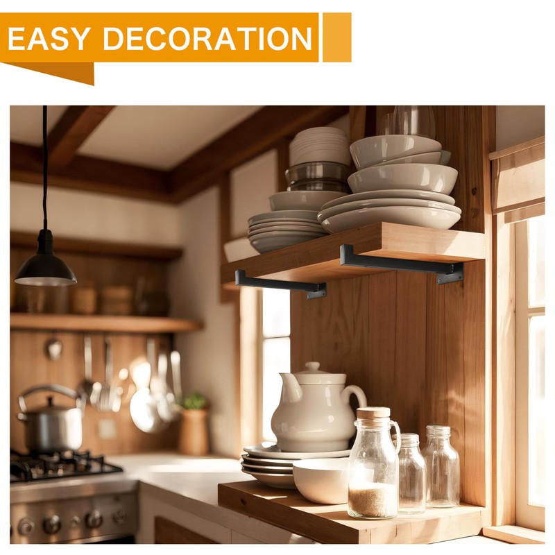 EZYDECOR Shelf Bracket 4 Inch Black Shelf Brackets Wall Mounted