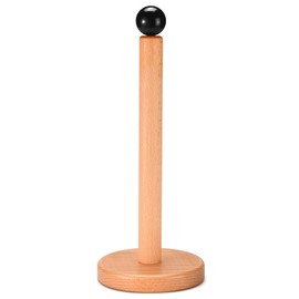 Paper Towel Holder, Wooden Kitchen Roll Stand (Black Ball)