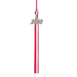 Class Act Graduation Graduation Tassel - Silver Charm - 2 Color, 2020, Red/White