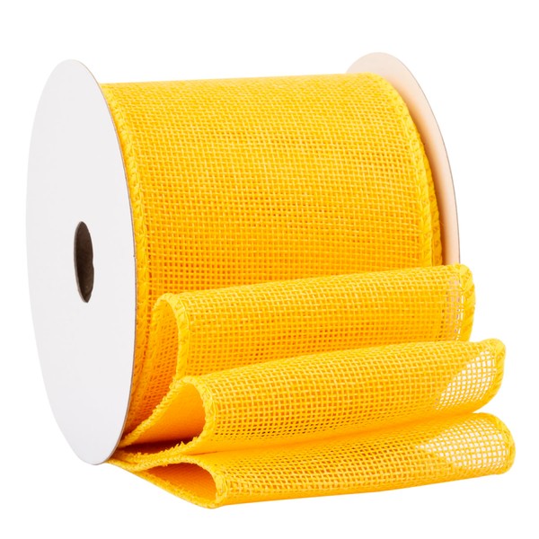 Fondersy 10-Yard Yellow Burlap Ribbon Wired Burlap Ribbon - 3