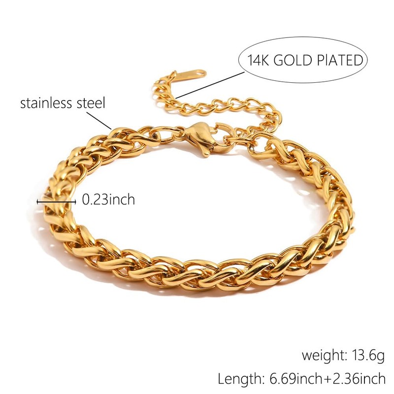 Lubrifico 14k Chunky Gold Plated Rope Link Bracelets for Women