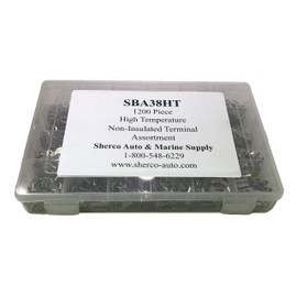 1200 Piece High Temperature Non-Insulated Crimp Wire Terminals Assortment Kit - Electrical Ring Fork Spade Butt Splice Connectors & Quick Disconnect