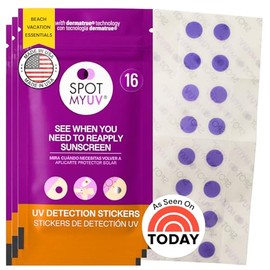 SPOTMYUV- Pegatinas de detección de rayos UV para protector solar con tecnología patentada de detección de FPS DERMATRUE  SEPA CUÁNDO REEMPLAZAR      