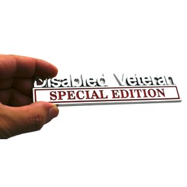 1pc Disabled Veteran Special Edition Emblem Car Decal, Warrior Soldier 3D Sticker, Disabled Veteran Special Edition Letters Car Badges, Accessories (Chrome Red)
