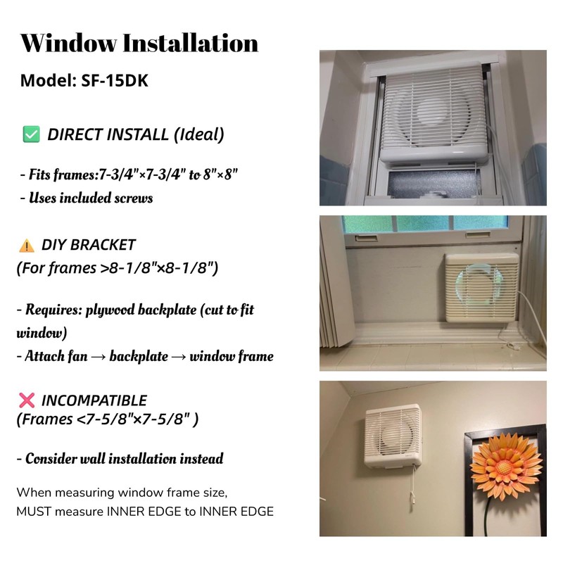 SAILFLO 6 Inch Small Window Shutter Exhaust Fan, 7.7 x
