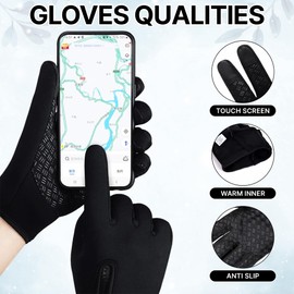 HiFEN® Winter Warm Gloves for Men Women, Thermal Touch Screen Gloves and Water Proof Gloves Non-Slip for Riding Bike, Cycling, Hiking Climbing, Outdoor Sports