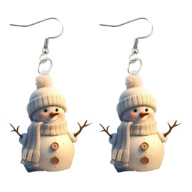 Christmas Snowman Earrings Acrylic Earrings Cute Christmas Snowman Dangle Drop Earrings Snowman Decorations Christmas Jewelry Gifts Accessories (A:White Snowman Earrings)