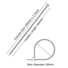 Cable Ties Pack of 100 Black 200mm x 2.5mm UV Resistant Multipurpose Cable Ties for Outdoor and Indoor Use Cable Management for Home, Office, Garden, Garage, Workshop, Fences