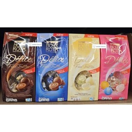 Generic Private Chocolatiers Moser-Roth Delice Fine Truffles Dark Chocolate 70% Cocoa, Milk Chocolate, White Chocolate, Summer Collection 4.9oz 140g (Four Bags), Full Size