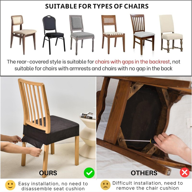 SearchI Stretch Dining Chair Seat Covers Set of 4, Soft
