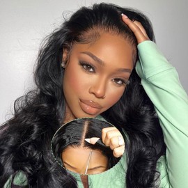 Wear and Go Glueless Wigs Human Hair Pre Plucked Pre Cut for Beginners Body Wave Lace Front Wig Human Hair 150% Density 4x4 Lace Closure Wigs Real Hair Wig for Women 18 Inches