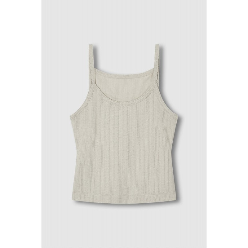 JAJU [JAJU/자주] 여 코튼 포인텔 크롭 캐미솔_카키그레이 [JAJU] Women's Cotton