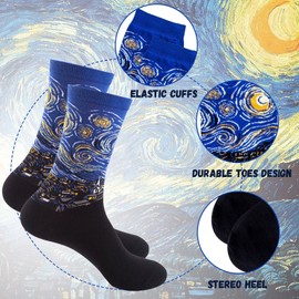 XTQINJIN Womens Fun Socks Painting Patterned Famous Art Socks Novelty Printed Casual Crew Socks 5 Pairs