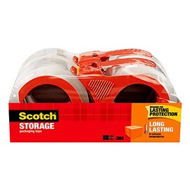 ScotchÂ® Long Lasting Storage Packing Tape, with Refillable Dispenser, 3" Core, 1.88" x 38.2 Yd, Clear, Pack of 4
