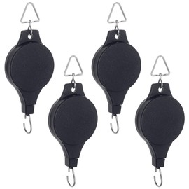 4 Pack Plant Pulley Retractable Hanger, Easy Reach Plant Pulley Adjustable Height Wheel for Hanging Plants Heavy Duty, Indoor Outdoor Plant Hanger for Garden Baskets Pots & Birds Feeder - White